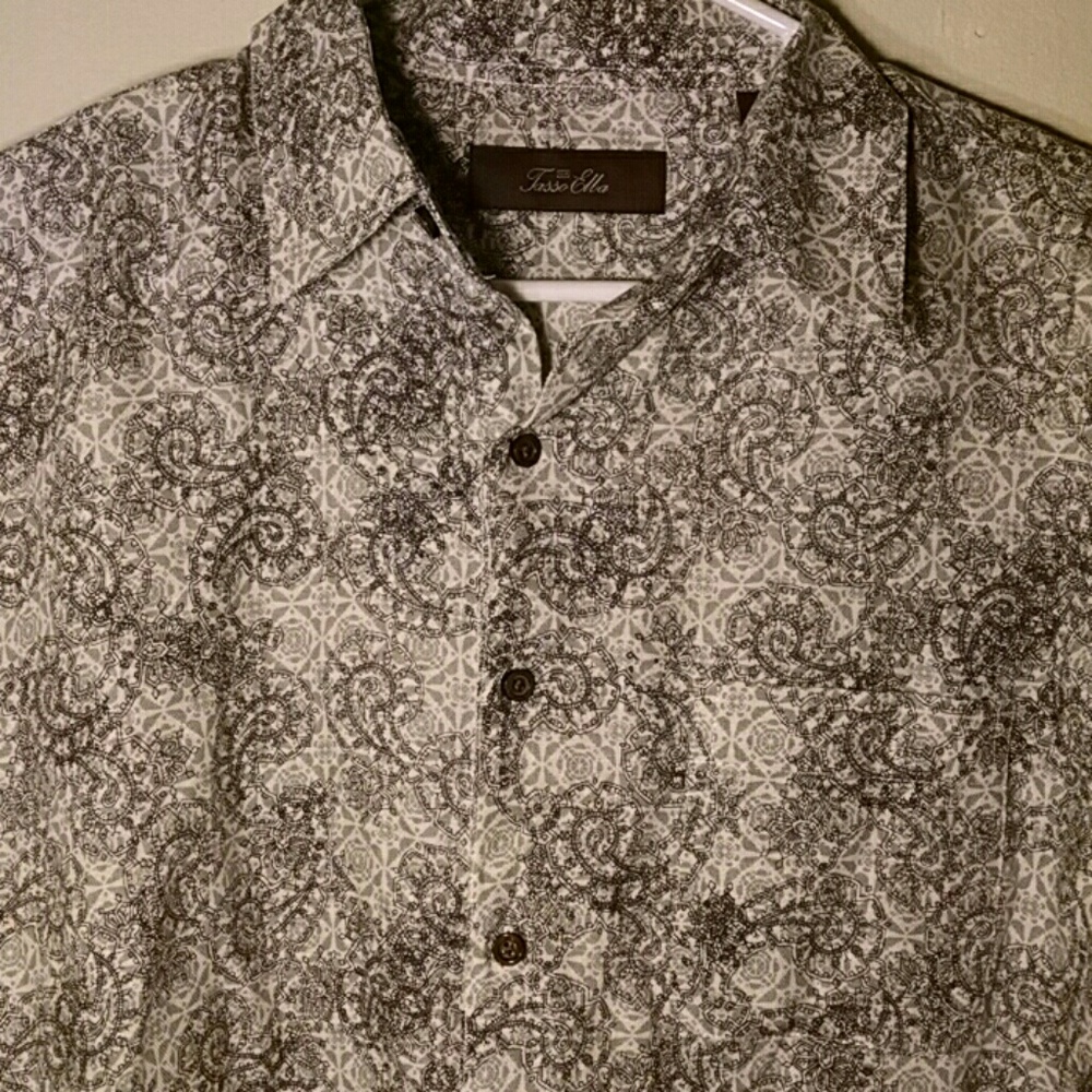 Tasso Elba Green Medium Paisley Dress Shirt 75% Silk